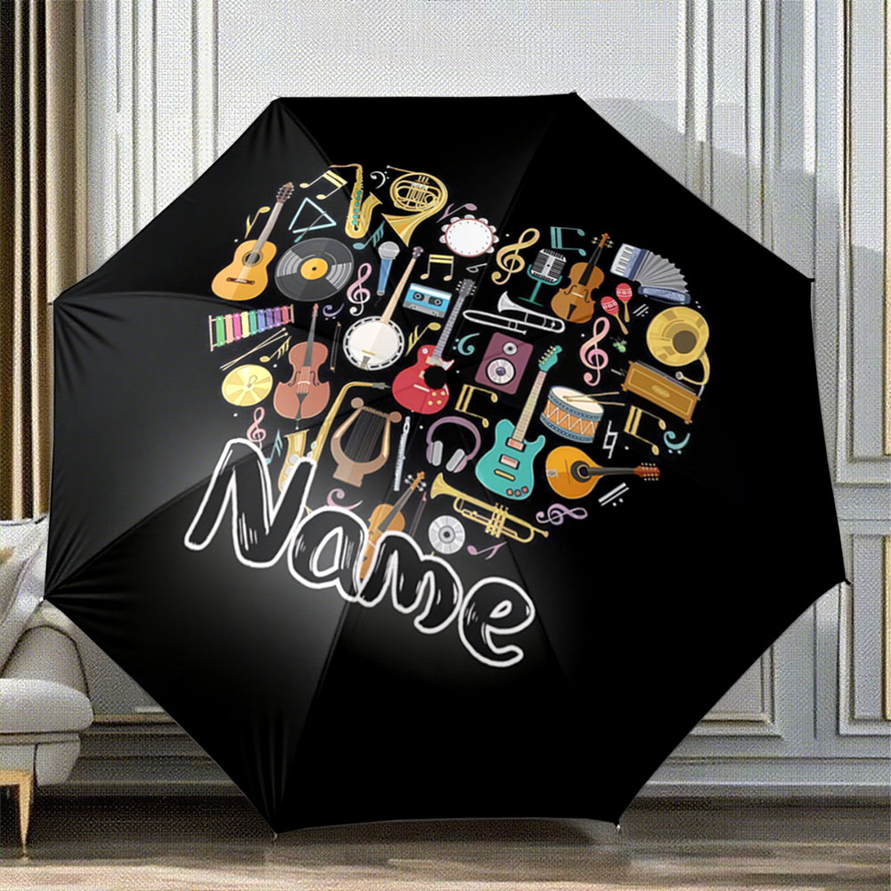Musical Instrument And Name - Custom Name Umbrella 
